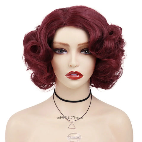 Synthetic Blue Short Big Curly Wigs for Women Girls Layered Wavy Bob Wig Cosplay Carnival Party Costume Halloween Lolita Wigs