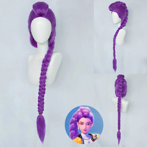 Halloween Christmas Women's Cosplay Wig Synthetic Wig, Extra Long  Purple Fake Hair with Detachable Clip on Plait Braided