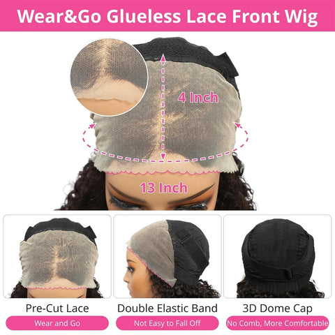 Jessenia Glueless Wig Human Hair Ready To Wear Kinky Curly Bob Wigs For Women Deep Curl Bob Wig 100% Human Hair Wigs PreCut Lace