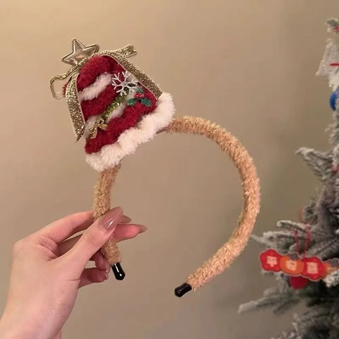 2025 New Christmas Decoration Headband Hair Clip Christmas Atmosphere Butterfly Knot Christmas Hat Hair Clip for Women