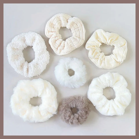 7 Pcs/Set Women Hair Scrunchies Set Plush Solid Hair Band for Girls Ponytail Holder Rubber Bands Hair Ties Hair Accessories