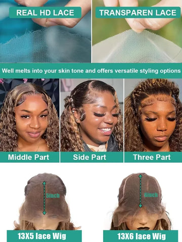 38 40 Inch Curly Wigs Deep Wave HD Lace Front Wig Colored Brazilian Highlight Ombre 13x6 Lace Frontal Wig Human Hair For Women