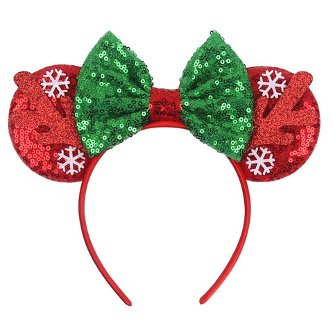 2024 New Christmas Mickey Minnie Mouse Headband Women Disney Ear Hairband Kids Xmas Party Hair Accessories Hot Festival Cosplay
