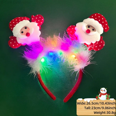 2025 Led Christmas Antler Headband Xmas Tree Hair Band with LED Lights Cosplay Headbands Party Christmas Hair Accessories