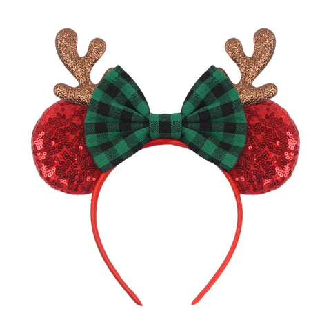 2024 New Christmas Mickey Minnie Mouse Headband Women Disney Ear Hairband Kids Xmas Party Hair Accessories Hot Festival Cosplay