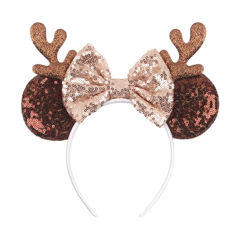 2024 New Christmas Mickey Minnie Mouse Headband Women Disney Ear Hairband Kids Xmas Party Hair Accessories Hot Festival Cosplay