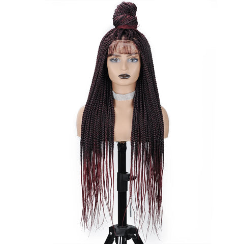 36" Full Lace Braided Wigs Synthetic Hair Box Braids Lace Front Wigs Knotless Braided Wigs For Black Women Braiding Wigs African