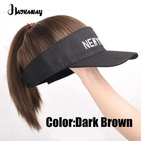 Synthetic Wig Women's Short Hair Hat Wig One Spring And Summer Online Celebrity Cap High Ponytail Straight Hair Sunscreen Hat Fu