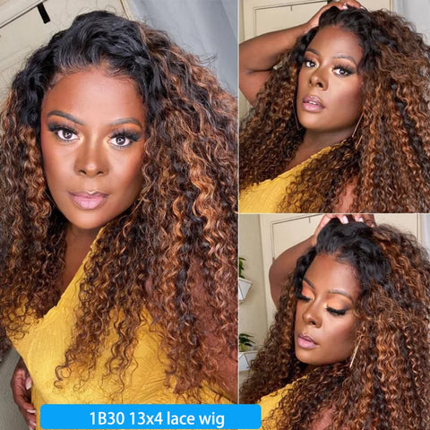 Highlight Wig Human Hair Curly Deep Wave Frontal Wig 13X6 13X4 Hd Lace Front Wigs P4/27 1B30 Brown Blonde Ombre Colored Wigs