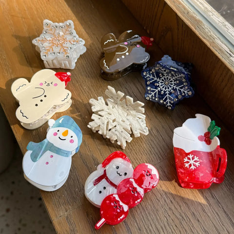 Muweordy NEW Christmas Hair Claw Snowman Snowflake Party Gift Eco-Friendly Acetate Claw Clips Fashion Hair Accessories for Women