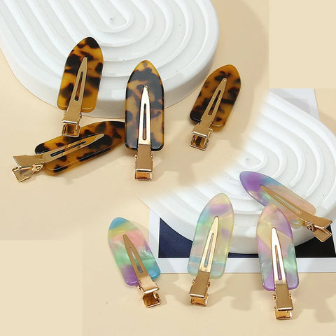 8Pcs Girls Leopard Seamless Hair Clip Set Women Acetate Sheet No Bend Bangs Clip Duckbill Clip Hairpins Makeup Hair Styling Tool