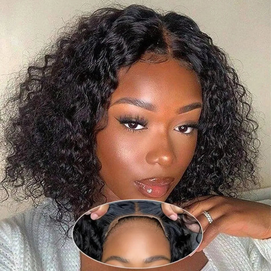 Bob Wig Human Hair Curly Hd Lace Wig 13X6 Human Hair Deep Wave Frontal Wigs 250 Density Water Wave Lace Front Wigs Pre Plucked