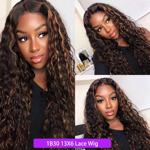 Highlight Wig Human Hair Curly Deep Wave Frontal Wig 13X6 13X4 Hd Lace Front Wigs P4/27 1B30 Brown Blonde Ombre Colored Wigs