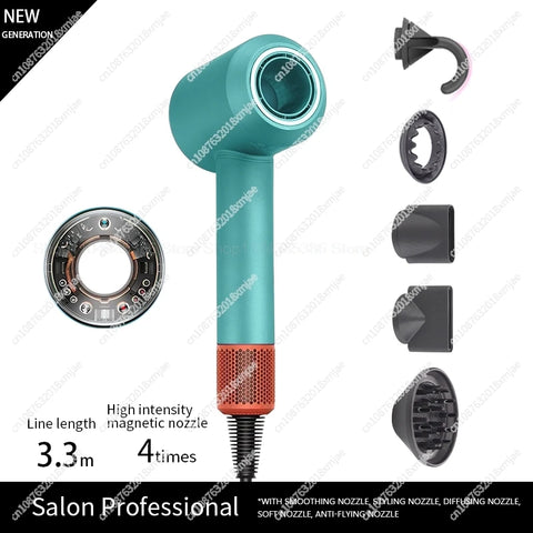 Professinal Leafless Hair Dryer 220V Negative Ion Quick Dry Home Powerful Constant Flyaway Attachment Anion Electric Hair Dryer
