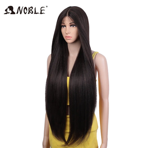 Noble Synthetic Lace Front Wigs For Women 36 Inch Kinky Straight Wig Lace Front Wig Ombre Lace Wigs Cosplay Lace Front Wig