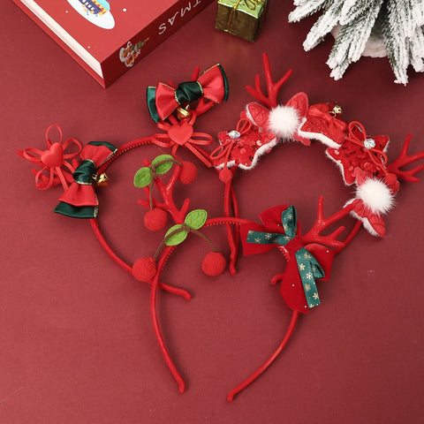 Christmas Antler Bowknot Headband Women Party Decoration Christmas Headwear Girls New Hair Hoops Fashion Hair Accessories