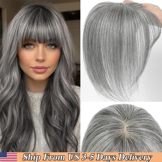 Real Human Hair Toppers for Women Daily 360° Bangs 3D Hair Pieces with Thinning Hair Bangs20, 25, 30, 35cm