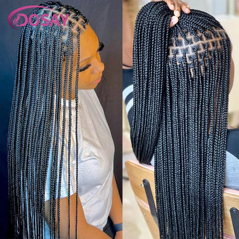 36" Full Lace Braided Wigs Synthetic Hair Box Braids Lace Front Wigs Knotless Braided Wigs For Black Women Braiding Wigs African