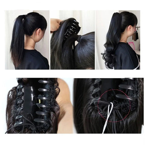 WIGSIN 22Inch Synthetic Long Curly Ponytail Hair Extension Claw Clip in High Temperature Fiber Hairpiece for Women