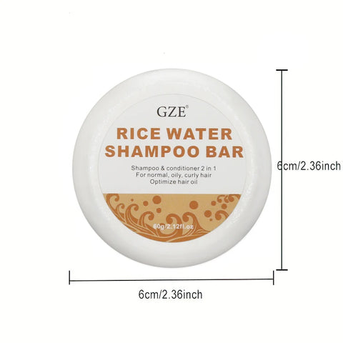 GZE Rice Water Shampoo Bar Soap and Rice Raw Pulp Solid Conditioner For Hair Strengthening, Helps Dry Hair Moisturizing