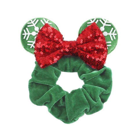 Disney Christmas Day Scrunchies Haarband Vrouwen Elastische Paardenstaart Houder Meisjes Pailletten Strik Kids Haaraccessoires