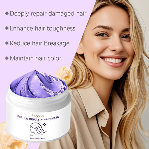 Purple Keratin Hair Care Mask Treatment Hairs Conditioner Hair Essential Oil Nourishing for Dry Damaged Smoothing Hair Care