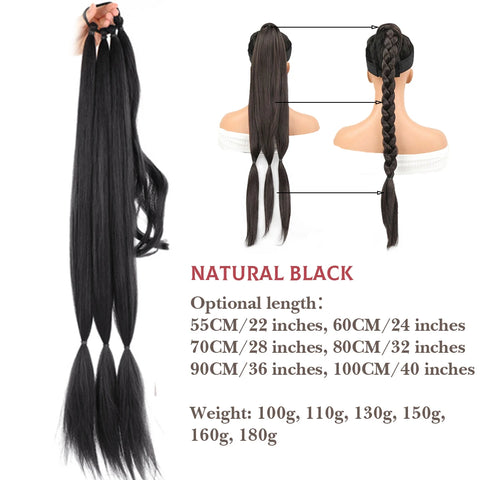 22-40 inch synthetic braided braided ponytail wig woman elastic rubber band fake ponytail hair extension wrapped around ponytail