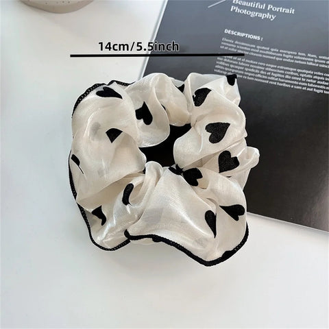 3Pcs/set Minimalist Sweet Fabric Hair Ties for Women Floral Polka Dot Printed Hair Scrunchies with Elastic Hair Accessories