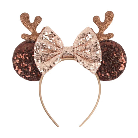 2024 New Christmas Mickey Minnie Mouse Headband Women Disney Ear Hairband Kids Xmas Party Hair Accessories Hot Festival Cosplay