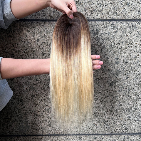 12inch Womens Hair Topper with Clips 100% Remy Human Hair Toppers for Thin Hair Clip In One Piece Hair Extensions