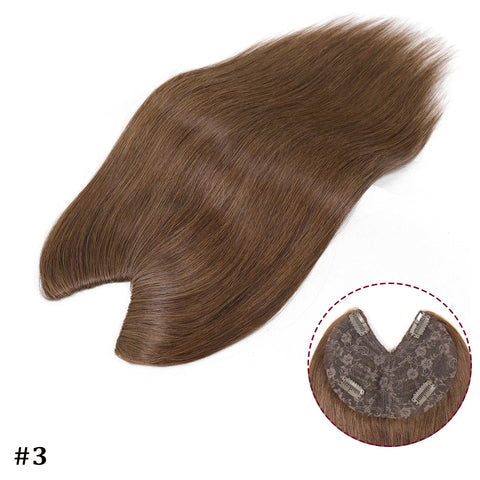 V Shape Clip In Human Hair Extensions  Invisible Brown Blonde Highlight Toppers For Women Straight Brazilian Remy Hair 16Inch