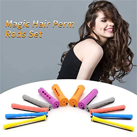 120Pcs Hair Perm Rods Set 6 size Plastic Hair Cold Wave Rods Heatless Perming Rods Hair Curlers Rollers with Pintail Comb