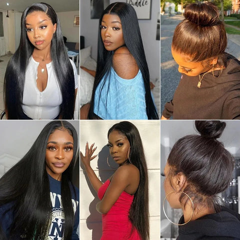 Glueless Invisi-Drawstring 360 Lace Front Wigs Human Hair Wear&Go Straight Full Lace Frontal Wig 180% HD Transparent Virgin Hair