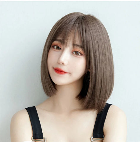 Korea Style Hair Extensions Synthetic Daily Use Young Female Wigs Breathable Head Cover Shoulder Long Straight Wig Hat for Women