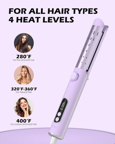 Airflow Curling Iron for Lasting Curls -Ceramic Flat Iron Hair Straightener and Curler 2 in 1, Anti-Scald Curling Wand 1.25 Inch