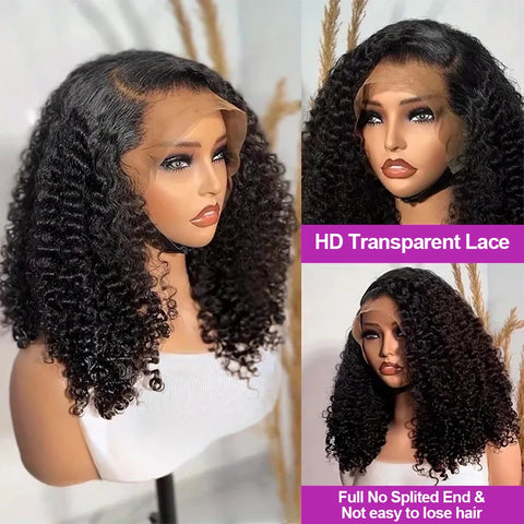 Short Bob Deep Wave Lace Frontal Wig PrePlucked 13x4 13x6 Lace Front Wig Peruvian Curly Human Hair Bob Wigs For Women and Girls