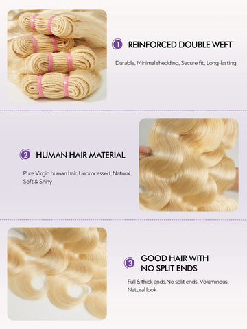 613 Body Wave Bundles Hair Extension Omber Blonde Human Hair Bundles 3/4 Pcs/Lot 100% Human Hair Brazilian Hair Wavy Weave Remy
