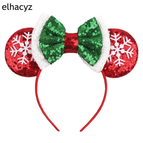 2024 New Christmas Mickey Minnie Mouse Headband Women Disney Ear Hairband Kids Xmas Party Hair Accessories Hot Festival Cosplay
