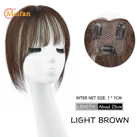 MEIFAN Synthetic Middle Part Topper Hairpiece with Bangs Clip-In Bangs Extension Natural Invisible Clourse Hairpiece for Women