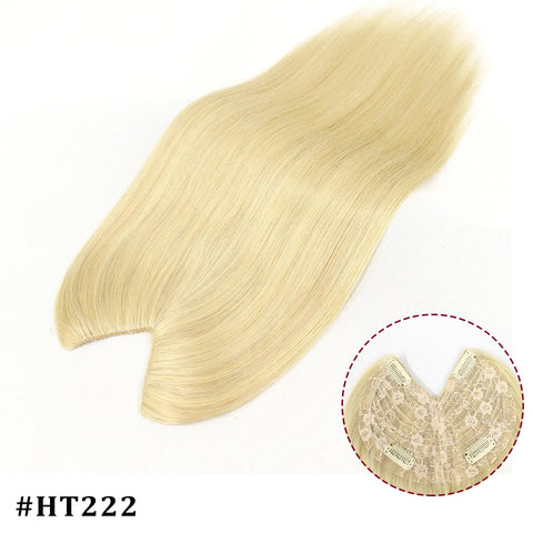 V Shape Clip In Human Hair Extensions  Invisible Brown Blonde Highlight Toppers For Women Straight Brazilian Remy Hair 16Inch