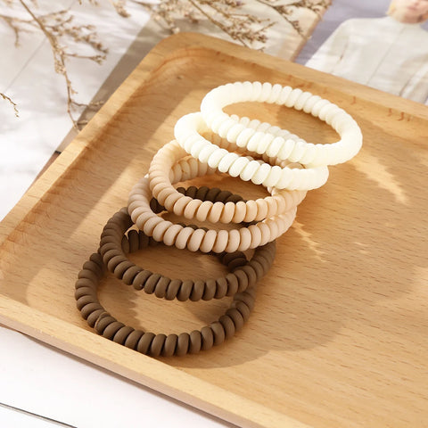 AWAYTR 6pcs Cute and Colorful Spiral Hair Ties Resin Jelly Coil Hair Rings for Women and Girls Ponytail Holders Hair Accessories
