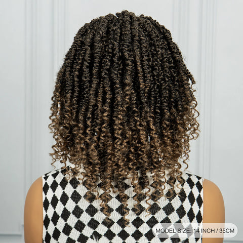 1B-27 Short Synthetic Twist Braided Wig for Black Women Knotless Passion Twist Braided Lace Wig Twist Spring Wig with Baby Hair