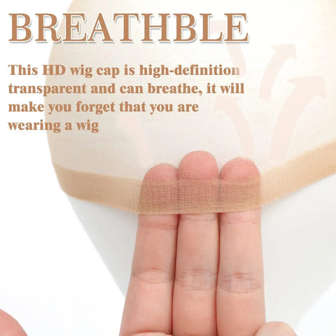 10Pcs Invisible Stocking Wig Cap for Lace Front Wig High-elastic Stretchy Breathable Nylon Wig Caps Ultra-thin Sheer Wig Cap