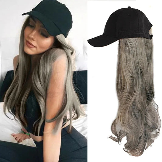 Duck cap wig cap one female long hair one piece wave synthetic fiber high temperature silk full head cover