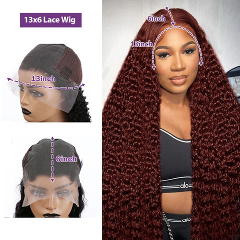 30 40 Inch Reddish Brown 13x6 Lace Frontal Wig 250 Density Colored Curly Wigs Human Hair Deep Wave 13x4 13x7 HD Lace Frontal Wig
