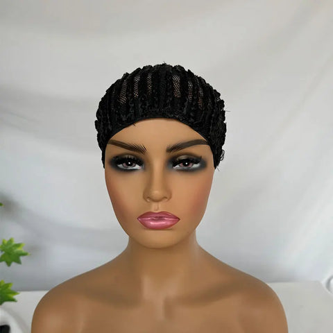 Synthetic Braided Wig Cap For Crochet Hair Braids Breathable Cornrow Cap For Easier Sew in Weave Hair Glueless Black