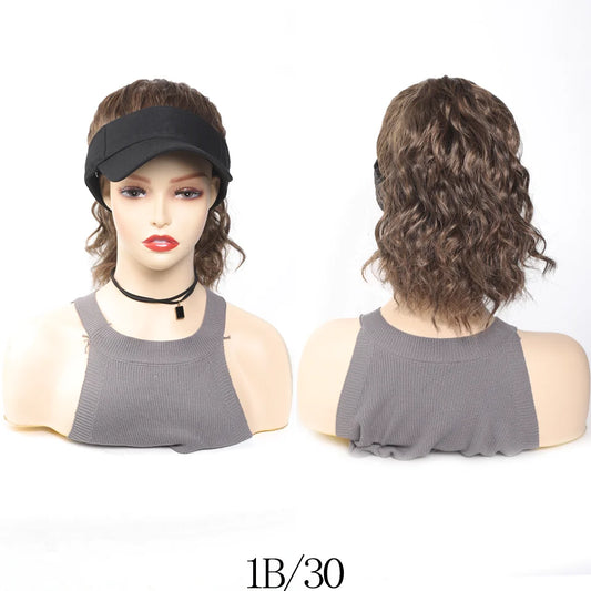 High Temperature Fiber Synthetic Curly Wave Ponytail Wig with Adjustable Buckle Net Baseball Cap - Sporty  for All People