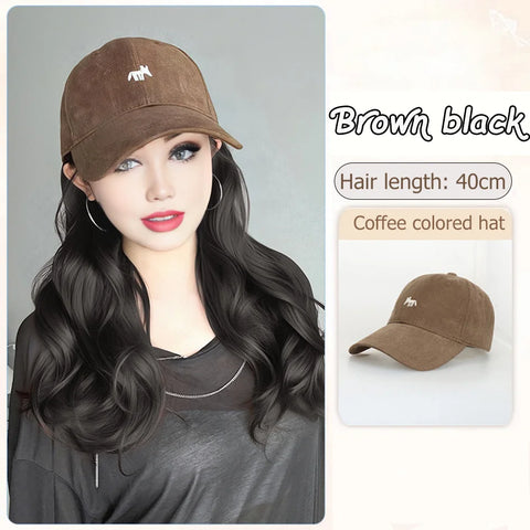 Synthetic12/16/18inch duckweave cap straight hair inward wig baseball capwater wave wig extensions ponytail daily Christmas