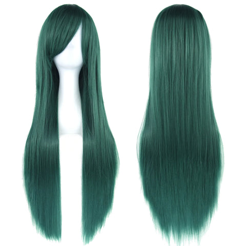 Soowee Long Synthetic Hair White Purple Cosplay Wigs Party Black Hair Straight Wig Hairpiece for Women