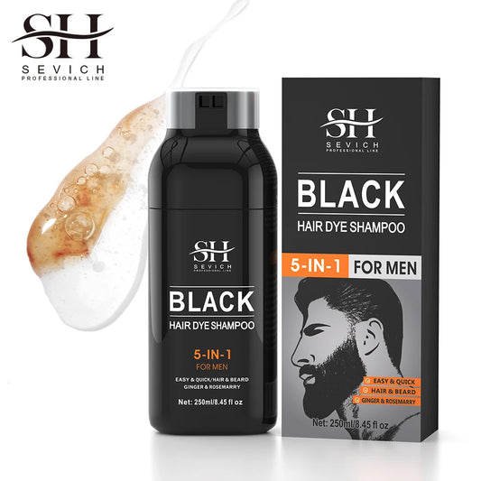 250ml Natural Black Hair Dye Shampoo for men Instant Gray To Black ginger hair dye Repair White Hair Care Black Beard Shampoo